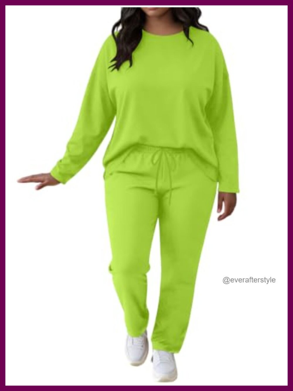 Plus Size 2 Piece Sweatsuit Set Slit Top Straight Leg Pants Tracksuit